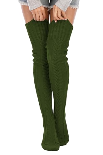 Image of Leoparts Women's Cable Knitted Thigh High Boot Socks Extra Long Winter Stockings Over Knee Leg Warmers