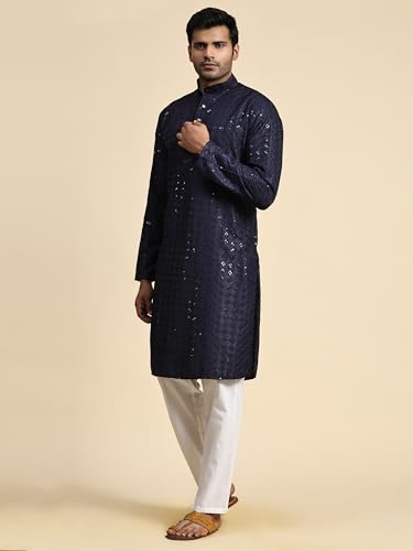 Image of Pro-Ethic Style Developer Mens Indian Traditional Cotton Kurta Sets, Men Kurta Set Indian Wedding Dress (A-117)