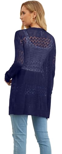Image of GRECERELLE Lightweight Cardigan Sweaters for Women Crochet Knit Open Front Long Sleeve Loose Casual Boho Summer Beach Coverup