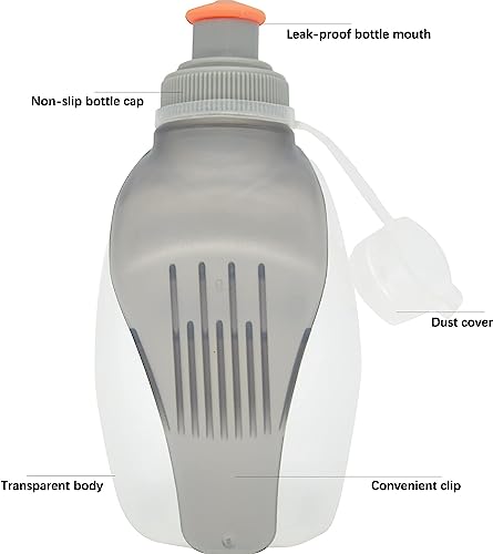MOBICO Trinkflasche zum Joggen, Laufen, Laufflasche für Outdoor Sport, Jogging, Wandern, Fitness, Wasserflasche mit Klipp zum Einhängen 250ml Bottle (CLEAR)