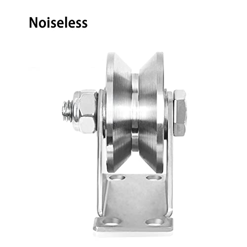 certbuy 2 pack 2 inch v groove wheel pulley 304 stainless steel silent pulley block heavy duty caster wheels sliding gate rollers pressure bearing pulley loading 880lb for handling and moving