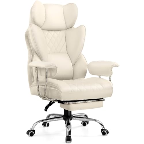Image of GTPLAYER Big and Tall Office Chair, High Back PU Leather Gaming Chair with Footrest, Executive Ergonomic Office Chair with Pocket Spring Lumbar Support and with Outward Fixed Soft Armrests