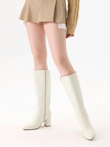Image of Shoe'N Tale Knee High Boots for Women Chunky Block Heel Fall Winter Pointed Toe Boots