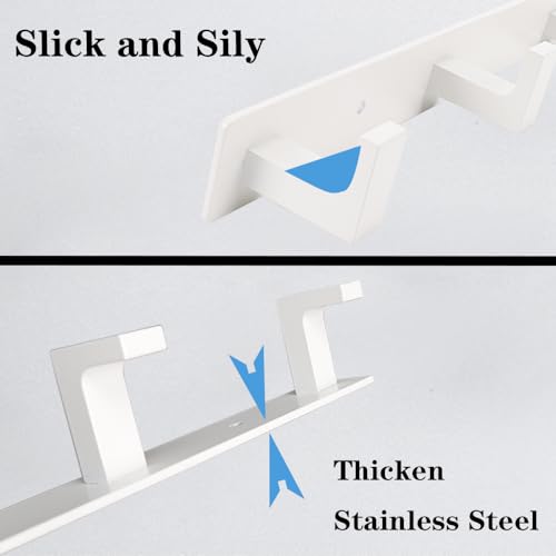 Image of Coat Rack, Heavy Duty Stainless Steel 3 Tri Coat Hook Hanger, Wall Mounted Wall Hooks, Rustic Clothes Hook /Key Hook Rail for Bathroom Kitchen Entryway(2 Pack, 3 Hook White)