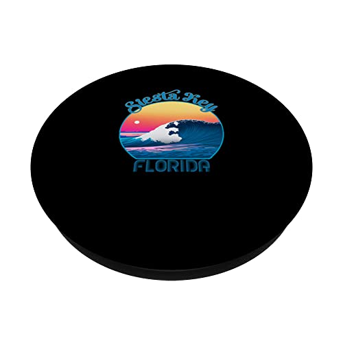 Siesta Key Souvenir Outfit - Retro Siesta Key PopSockets Swappable PopGrip, Black - Image 2