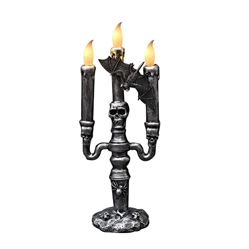 QinYing Halloween Decorations Silver 3-Candles Halloween LED Candelabra Flameless Decorative Candles for Table Home Window Flameless Candles Powered by 3 Button Batteries 3-LED Halloween Candels QinYing Halloween Decorations Silver 3-Candles Halloween LED Candelabra Flameless Decorative Candles for Table Home Window Flameless Candles Powered by 3 Button Batteries 3-LED Halloween Candels