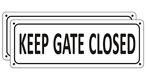 Keep Gate Closed Sign for Fence, (2 Pack) Metal Close Gate Signs, 10