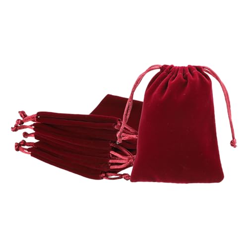 Pochettes cadeaux en velours bordeaux avec cordon pour emballage de dragées et petits cadeaux