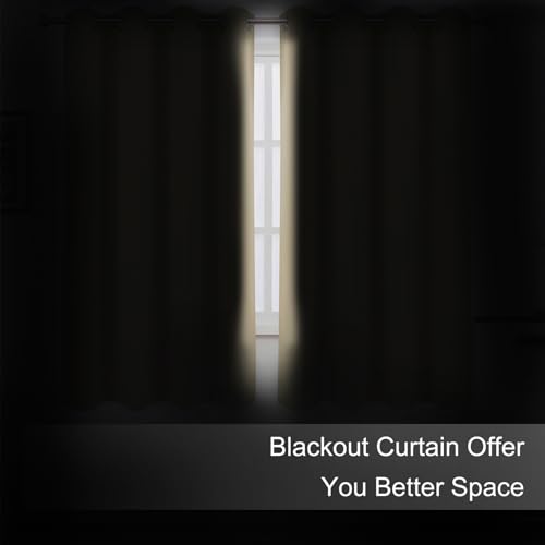 Image of LEMOMO Blackout Curtains 66 x 72 Inch Long Beige Curtains Set of 2 Panels Room Darkening Curtains for Bedroom and Living Room