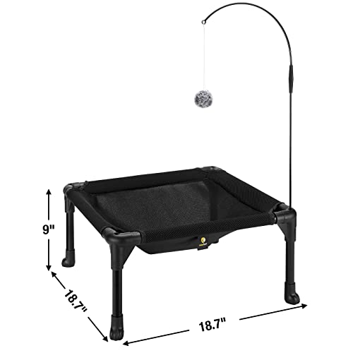Veehoo Elevated Cat Bed, Soft Cat Hammocks Beds With Washable & Breathable Sandwich Mesh, Easy Assemble Pet Sleeping Platform With Non-Slip Feet For Indoor & Outdoor Use, Black #TOP2