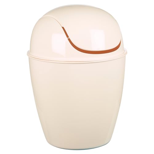URBNLIVING Plastic Swing Top Lid Bin Rubbish Trash Can Bathroom Office Under Counter (Off White, 12L)
