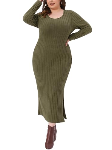 Agnes Orinda Plus Size Ribbed Knit Dresses for...