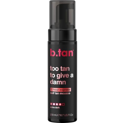 b.tan Ultra Dark Self Tanning Mousse | Too Tan - 1 Hour Instant Express Bronzing Foam, No Fake Tan Smell, Best Tinted Sunless Tanner, Face & Body, Australian Glow, No Orange Tones, 200ml