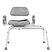 Carousel Sliding Shower Chair Transfer Bench with Swivel Seat, Premium Padded Bath, with Pivoting Arms, Adjustable Space Saving Design for Tubs, Shower, for Handicap & Seniors, Gray