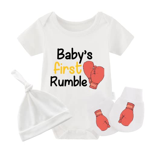 YSCULBUTOL Twins Bodysuits - Baby First Rumble Infant Clothes Unisex Twin Romper Outfits With Hat