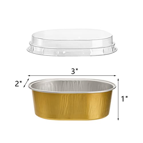 Dicunoy 100 Pack Aluminum Cups With Lids, Disposable 3Oz Muffin Liners Containers, Mini Individual Ramekins Flan Pan For Dessert, Creme Brulee, Pudding At Wedding, Birthday Party, Easter Baking #TOP1