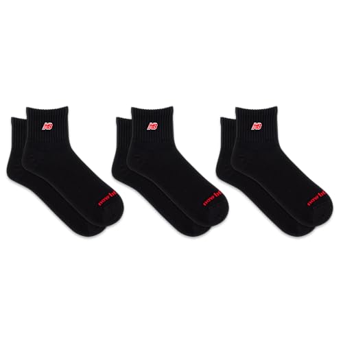 New Balance Unisex-Adult's Men's and Women's Patch Logo Ankle Socks-3 Pairs-Cushioned Moisture Wicking3