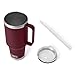 YETI Rambler 42 oz Tumbler with Handle and Straw Lid, Travel Mug Water Tumbler, Vacuum Insulated Cup with Handle, Stainless Steel, Wild Vine Red