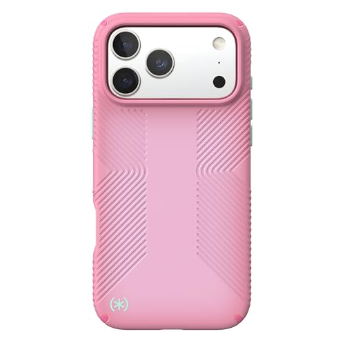 Image of Speck Presidio LUX Grip for iPhone 17 Case, MagSafe-Compatible, Slim Protective Case, IBIS Pink /Dark IBIS /KANOM Green
