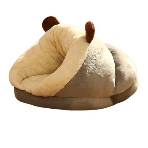 ソフト犬用ベッドソファ 暖かいペット用犬小屋 小型犬 中型犬 猫用 テディベア 寝床 居心地の良い子犬用洞窟ハウス アクセサリー(Gray,50x35x30 cm)