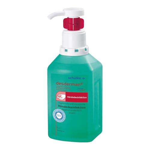 Schülke Desderman 500ml Händedesinfektionsmittel | Desinfektionsmittel in praktischem Hyclick Spender | gegen Bakterien & Viren | farbstoff- und parfümfrei