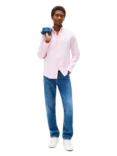 Image of Tommy Hilfiger Men's Long Sleeve Oxford Shirts in Regular Fit, Men's Button Down Shirts, Also Available in Big and Tall