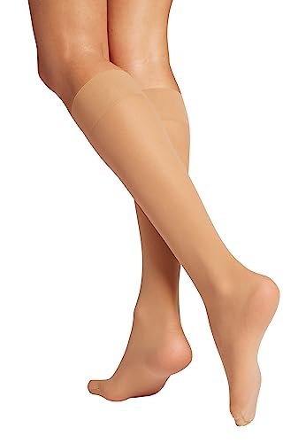 Image of Wolford Individual 10 Denier Knee-Highs Transparent For Women Sheer With Exceptional Smooth Soft Stretchable Comfort Band.