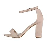  Giralin Damen Riemchensandaletten High Heels Sandaletten Basic Party Schuhe Wildleder-Optik Absatzschuhe Abendschuhe 610072 Creme 41