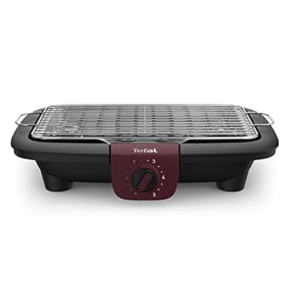 Tefal Easygrill Adjust Red Elektrogrill, 2300 Watt Tischgrill, 870 cm² Grillfläche, einfache Reinigung, Grillrost und Tropfschale spülmaschinenfest, vollständig zerlegbar, schwarz/burgunderrot, BG90E5 – Bild 3