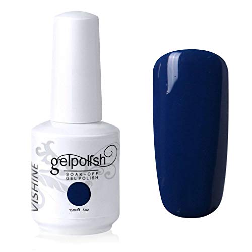 Vishine Gelpolish Lacquer Shiny Color Soak Off UV LED Gel Nail Polish Professional Manicure Dark Blue(1520)