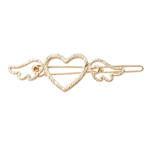 Pixnor clipes de cabelo de coração vazado com asa, grampos de cabelo de asa de coração simples com g