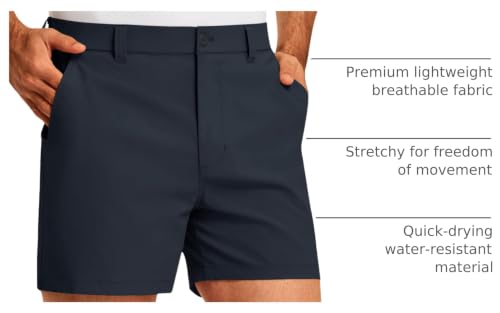 Image of PULI Golf Shorts Men 5 Inch Inseam Stretch Casual Dress Shorts with Pockets Waterproof Lightweight Quick Dry
