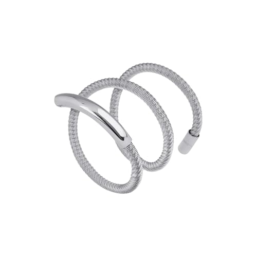 Breil - Bracciale da Donna Collezione NEW SNAKE STEEL TJ2838 - Gioiello Modellabile al Polso in Maglia in Acciaio Lucido con Elemento Rigido - Lunghezza 50 cm - Acciaio Argento