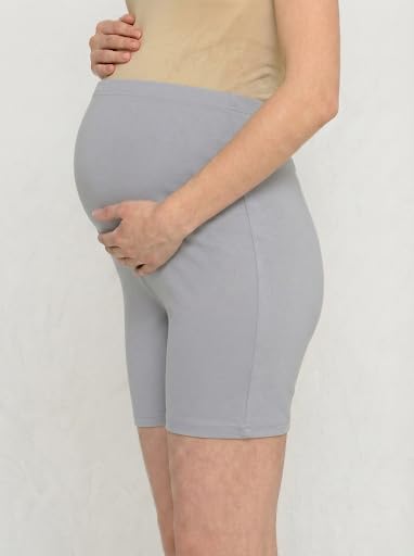Image of Women's High Waist & Mid-Thigh Cotton Lycra Maternity Shorts|Pregnancy Panty|Maternity Panties Over The Belly for The Pre & Post Pregnancy
