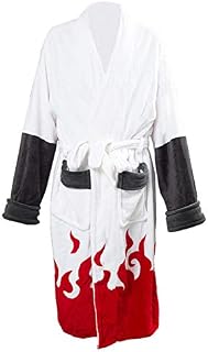 Karnestore Men's Naruto Namikaze Minato Akatsuki Kimono Dressing Gown Fleece Winter Lounge Collar Scarf Pyjamas Sleepwear