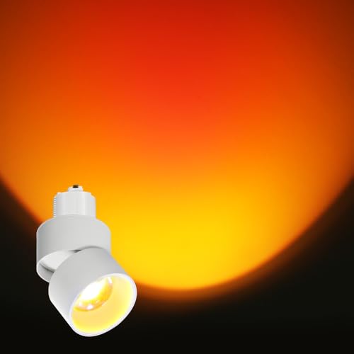 ダクトレール用 サンセットライト 蛍光灯 雰囲気スポットライト LED一体型 電球内蔵 led スポットライト取付簡単 角度調節可能 撮影道具 ライティングレール用 寝室 部屋飾り (ホワイト-夕焼け(曙色), 1個)