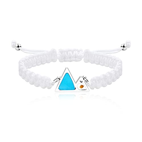 Image of Uloveido Handmade Braided Rope Bracelets with Blue Triangle Mountain Mustard Seed Charm Unisex Mountain Bracelet