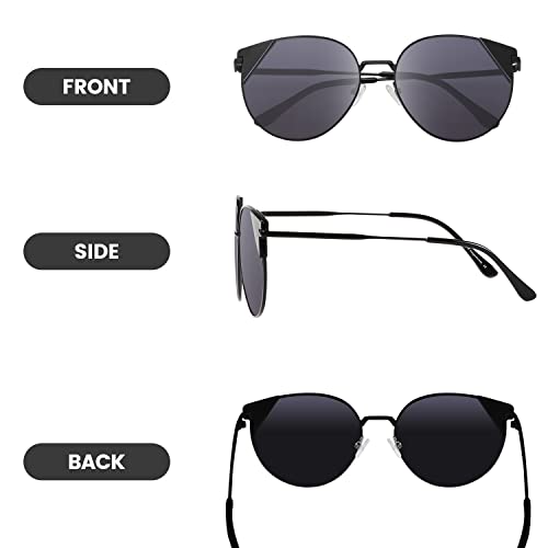 DUCO Oversized Cat Eye Sunglasses for Women Retro Round Polarized Sun Glasses UV400 Protection W0183