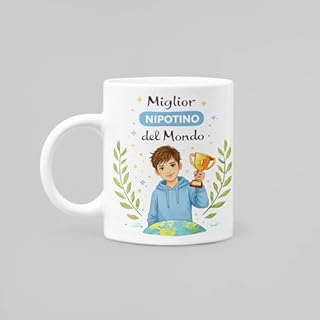 Generico Tazza Miglior Nipotino del Mondo – Idea Regalo per Nipotino, Tazza Simpatica per Bambino, Regalo da Nonni o Zii per Compleanno, Natale o Festa dei Nonni – Ceramica Bianca da 330 ml