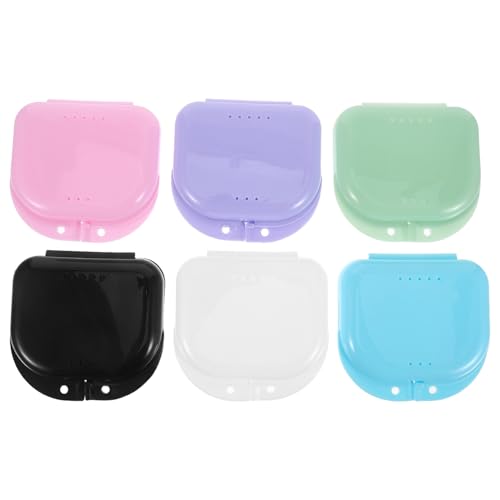 Hohopeti Estuche Portátil para Prótesis con Ventilación y Cierre Hermético Caja Rígida de Plástico PP para 6 Protectores Bucales Adecuado para Viajes y Almacenamiento Higiénico