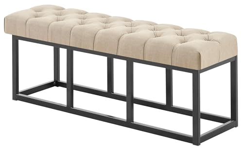 CLP Banc Design Amun en Tissu I Banquette avec Piètement en Métal Noir Mat I Style Chersterfield...