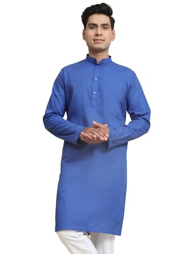 Image of Men's Cotton Solid Dress Long Kurta Regular Fit Casual