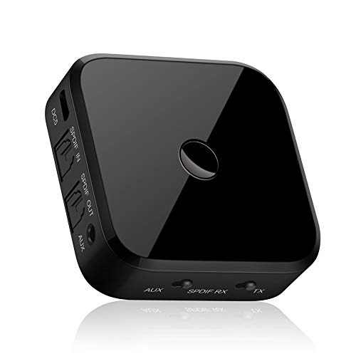 Preisvergleich Produktbild IULONEE Bluetooth Adapter 5.0 Transmitter Empfänger Bluetooth Sender drahtloser Audio-Musikadapter über Digitale optische TOSLINK-3,5-mm-AUX / RCA-Buchse Dual Link für TV / Heimstereosysteme - aptX