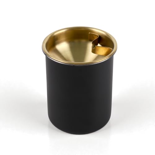 Image of HASTHIP Stainless Steel Ashtray, Windproof Ashtray with Funnel Lid, Car Ash Tray Table Ash Tray for Home Office, Black