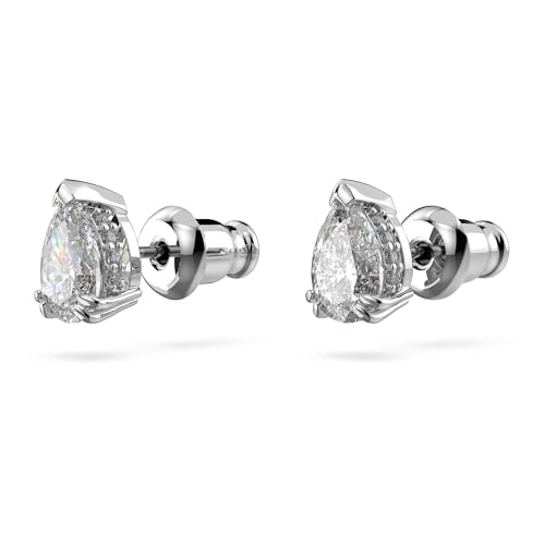 Swarovski Stilla Stud Earrings, Pear Cut, Clear Crystals, Rhodium Finish3