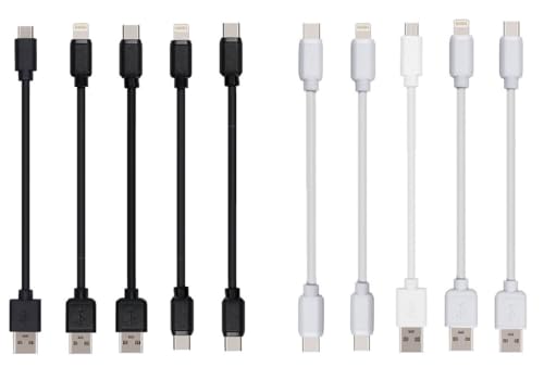 JuSoFU 10-Pack Multi Short USB Cables & TypeC-C Cables for Charging Stations Compatible/w...