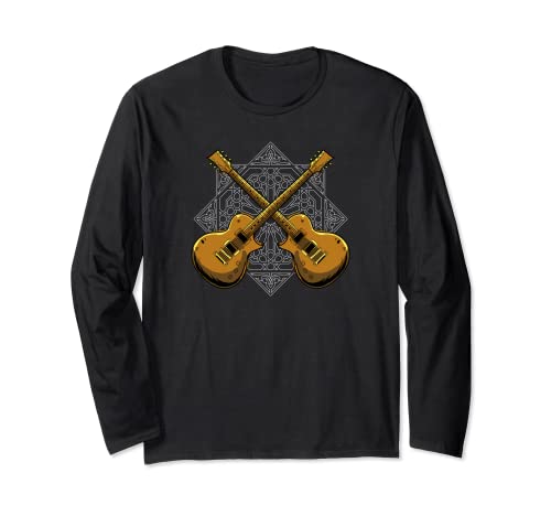 Electric Guitar Band Musician - E-Guitar Rock Guitarist Long Sleeve T-Shirt, Black