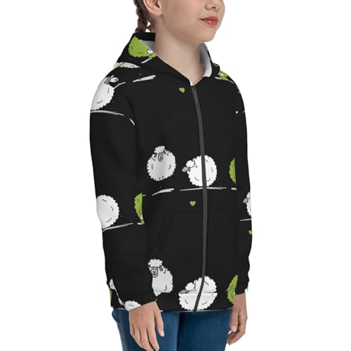 Funny Sheep Doing Yoga Kid Hoodies Boys Zip Up Sweatshirts Girls Pullover with Pocket4