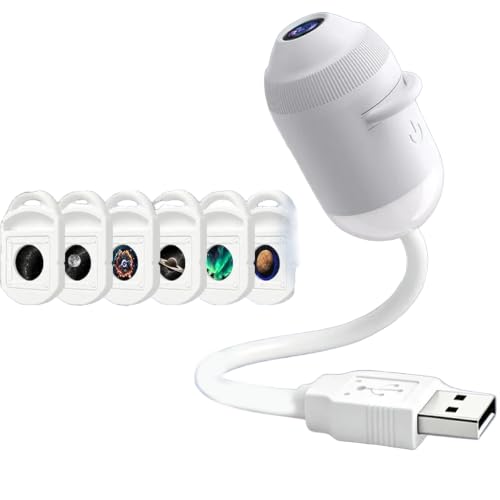 Hd Smart Dynamic 5d Holographic Night Light Projector,Usb Galaxy Projector with 6/12/24 Projection Films,Plug and Play,360° Adjustable,for Kid Adult Bedroom Ceiling Wall Room，white：6Projection Films