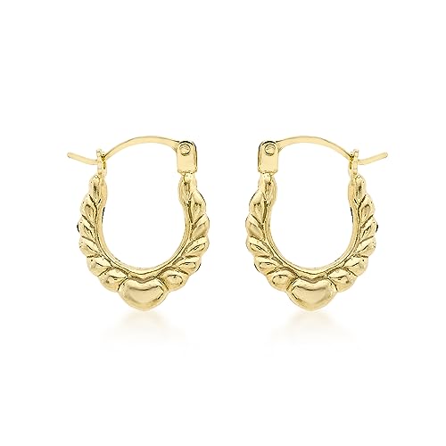 Boucles d'oreilles créoles femme or jaune 9 ct motif moderne et intemporel